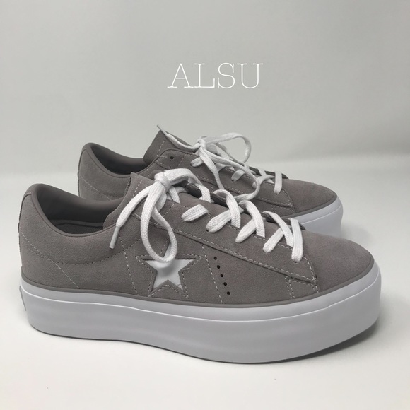 Converse One Star Platform OX Suede Mercury Grey W - Picture 8 of 9